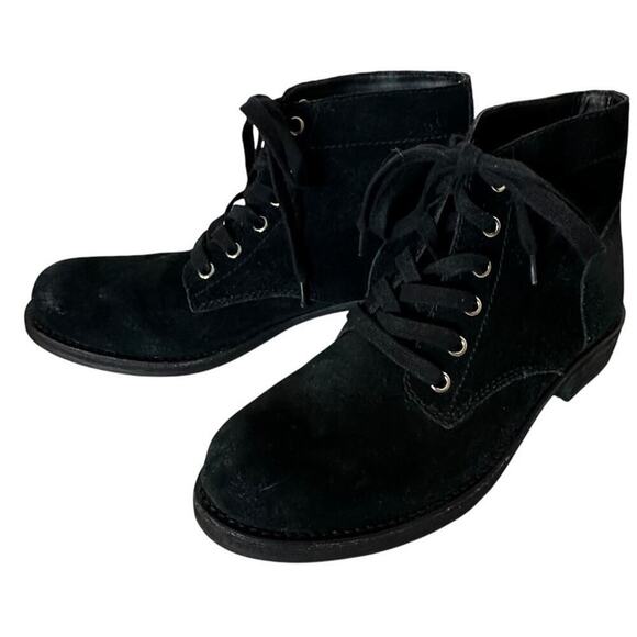 Sam Edelman Bleecker Black Suede Leather Ankle Booties Womens Sz. 7.5 Lace Up LN - Picture 12 of 16